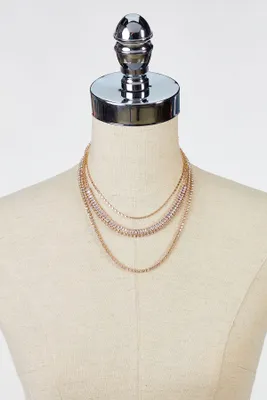 Rhinestone Chain Necklace Set