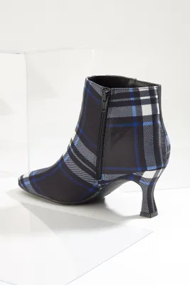 Wide Width Plaid Square Toe Booties