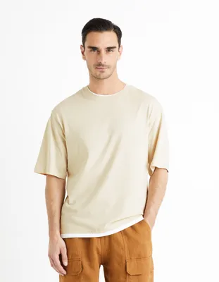 T-shirt col rond 100% coton - beige