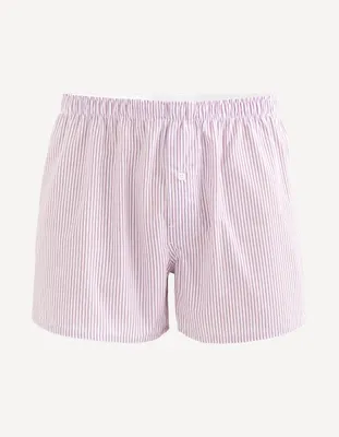 Caleçon popeline 100% coton rayé - lilas