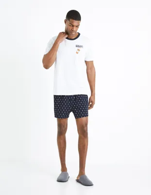 Pyjama manches courtes et short soda 100% coton - marine