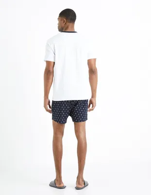 Pyjama manches courtes et short soda 100% coton - marine