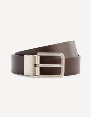 Ceinture cuir boucle vintage - marron