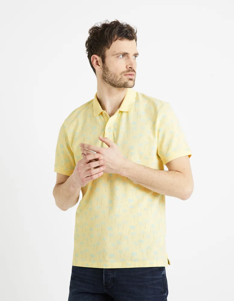Polo piqué à motifs 100% coton - jaune clair