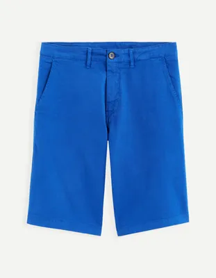 Bermuda chino uni en coton stretch - bleu