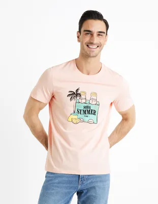 T-shirt col rond 100% coton - rose