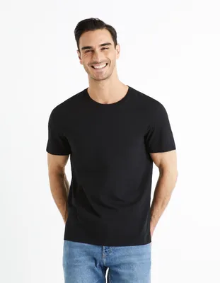 T-shirt col rond 100% coton - noir
