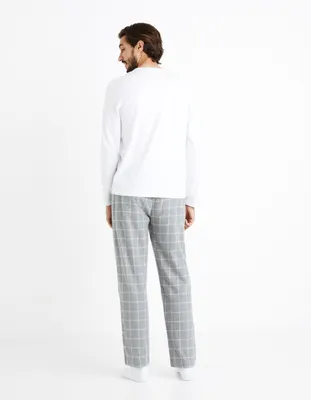 Pyjama manches longues et pantalon flanelle - gris