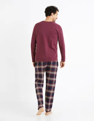 Pyjama sweat et pantalon flanelle - violet