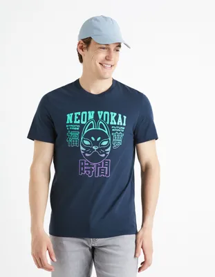 T-shirt col rond 100% coton - marine