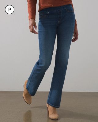 Petite Slim Pull-On Boot-Cut Jeans