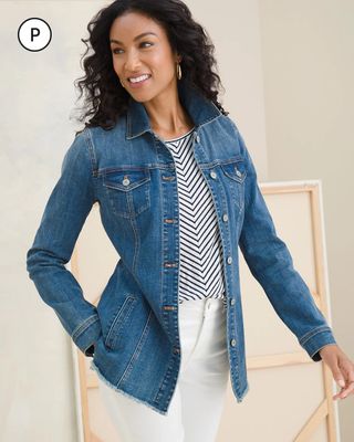 Blouses Chico Chicos Long Denim Jacket Chico's Denim Jacket Blue