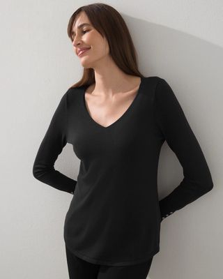 Sleeve Detail V-neck Pullover Sweater