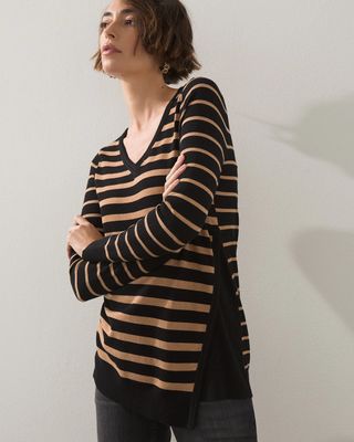 Stripe Asymmetrical Tunic Sweater