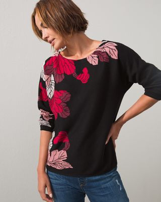 Floral Jacquard Pullover Sweater
