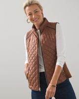 Rib Trim Quilted Vest