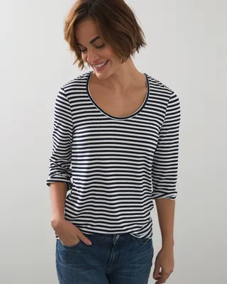 Touch of Cool Stripe 3/4 Sleeve Tee