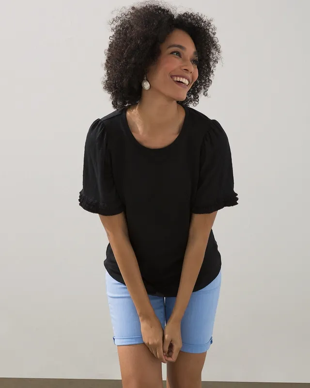 Chico's Linen Blend Lantern Sleeve Top