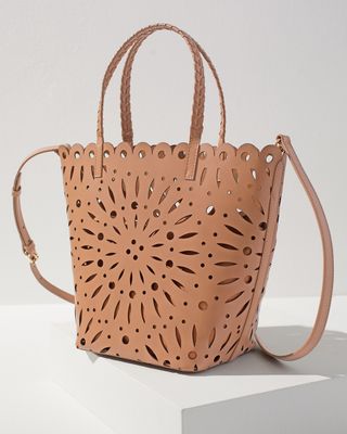 Tan Laser Cut Leather Tote