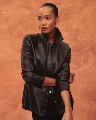Riveted Faux Leather Peplum Jacket