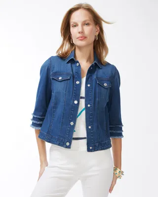 Triple Fray Sleeve Denim Jacket
