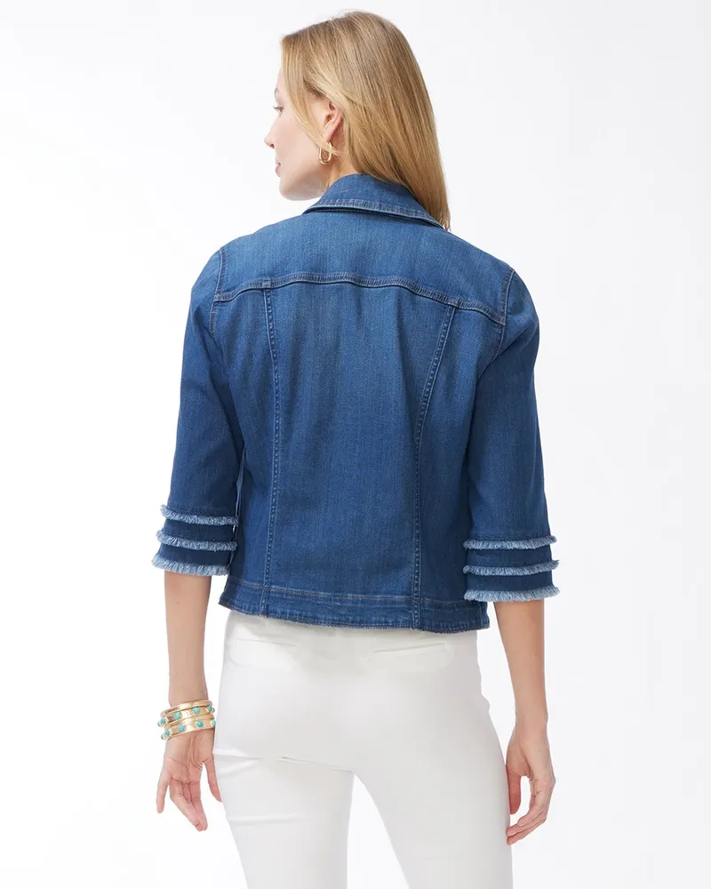 Indigo Frayed Hem Denim Jacket - Chico's