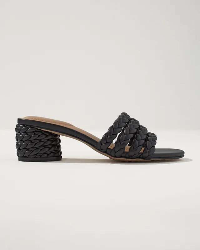 Chico's Black Braided Leather Sandals | The Summit