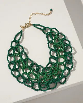 Green Seed Bead Short Necklace
