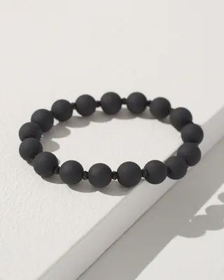 Black Matte Beaded Stretch Bracelet