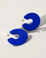 Blue Threaded Hoop Earrings