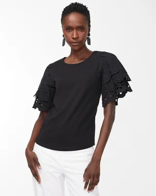 Eyelet Tier Sleeve Top