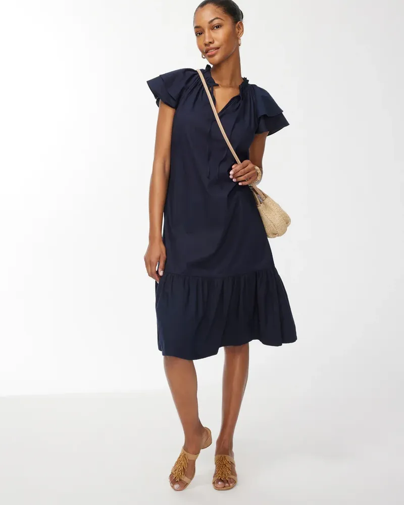 Tiered Flutter Sleeve Midi Dress