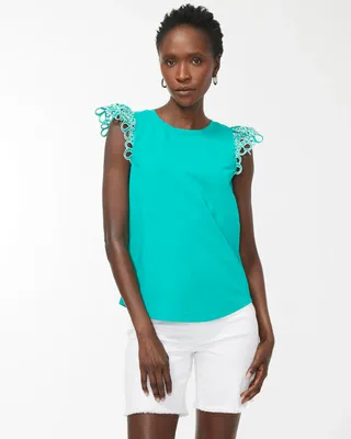 Eyelet Cap Sleeve Tee