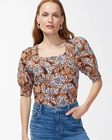 Warm Paisley Square Neck Top