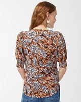 Warm Paisley Square Neck Top