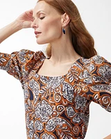 Warm Paisley Square Neck Top