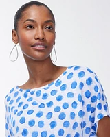 Linen Blue Dots Tie Front Tee