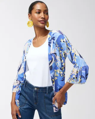 Summer Romance Tropical Peplum Cardigan