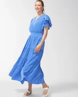 Petite Flutter Sleeve Tiered Maxi Dress