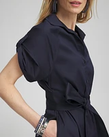 Poplin Tie Waist Shirt Dress