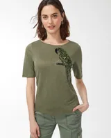 Linen Sequin Parrot Tee