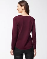 Caviar Trim V-Neck Pullover Sweater