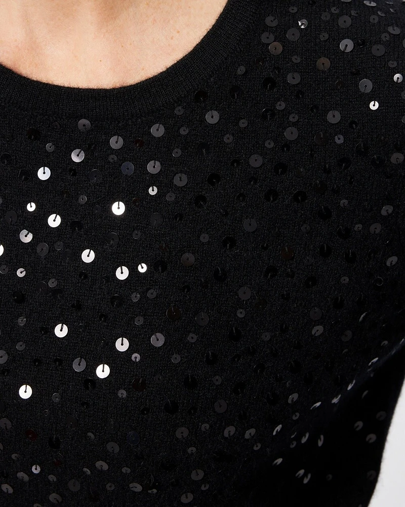 Cashmere Sequin Crew Neck Sweater