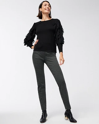 Petite Juliet Ponte Jacquard Ankle Pants