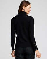 Button Cuff Turtleneck Sweater