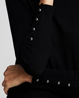 Button Cuff Turtleneck Sweater