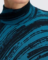 Abstract Print Turtleneck Sweater