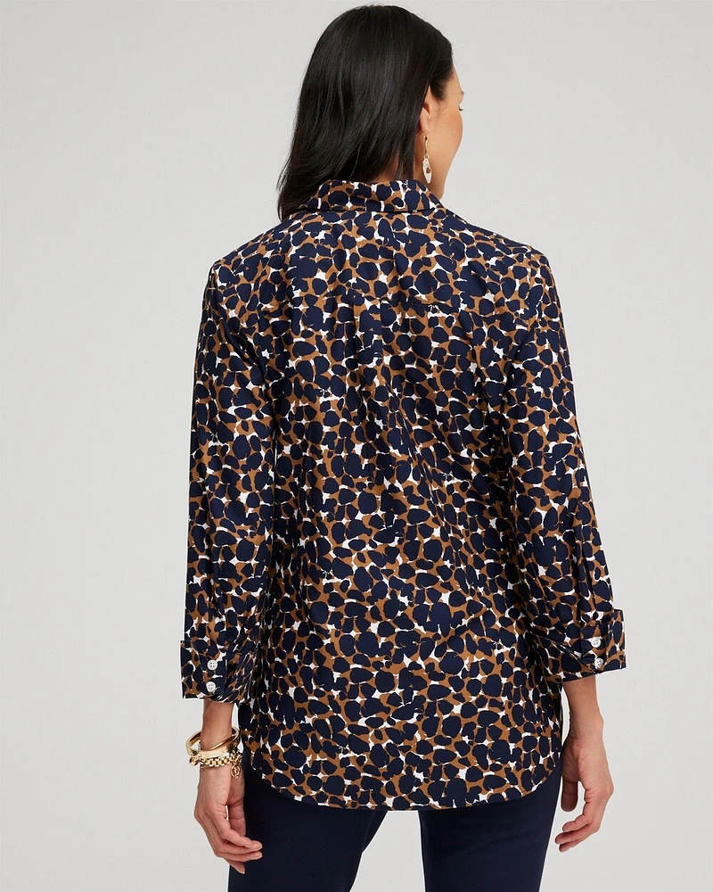 No Iron\u2122 3/4 Sleeve Mosaic Print Shirt