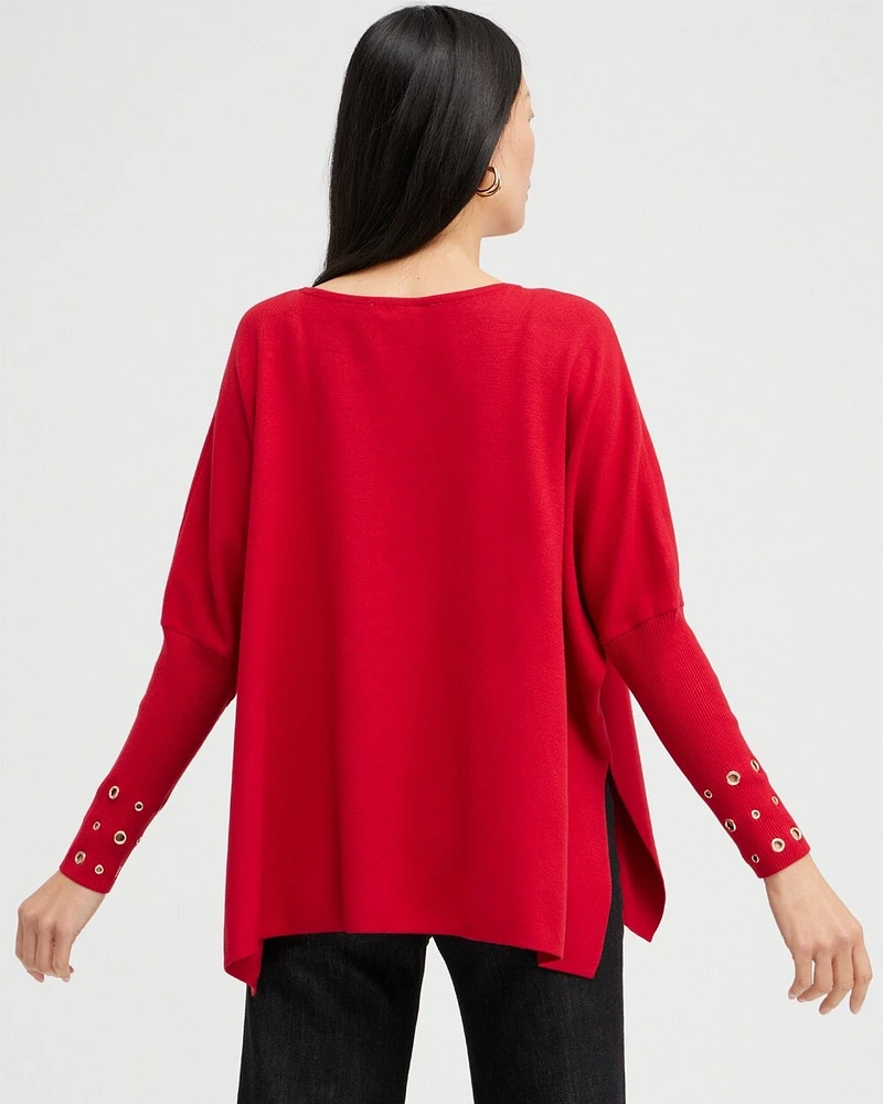 Grommet Detail Sweater Poncho