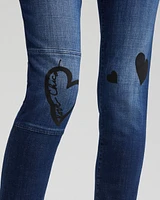 Petite Girlfriend Heart Print Ankle Jeans